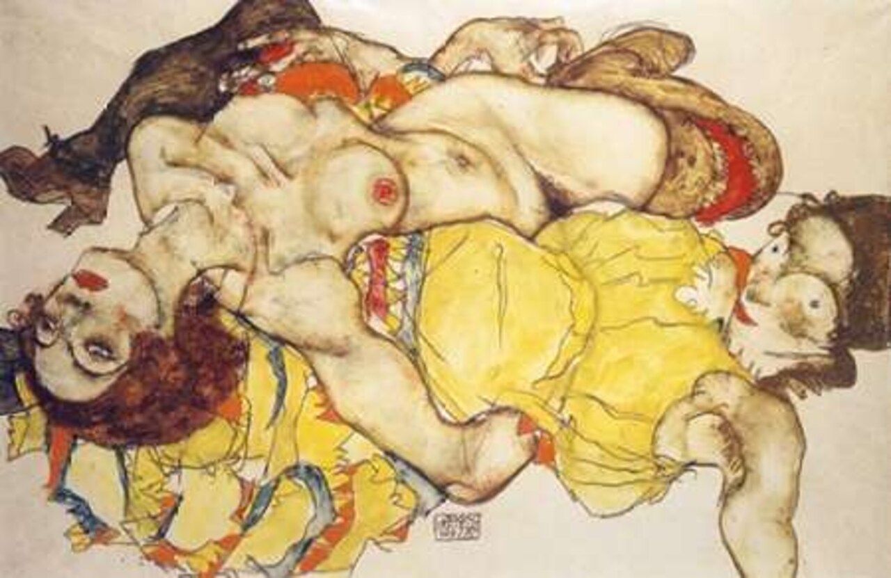 Two Girls Lying Entwined Poster Print by Egon Schiele - Item # VARPDX374380